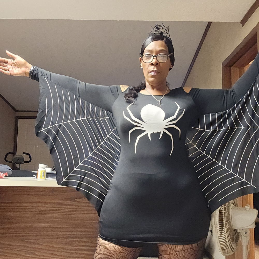 Black Spider Web Dress with White Spider Design